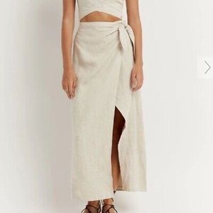 DISSH Hallie natural linen wrap skirt